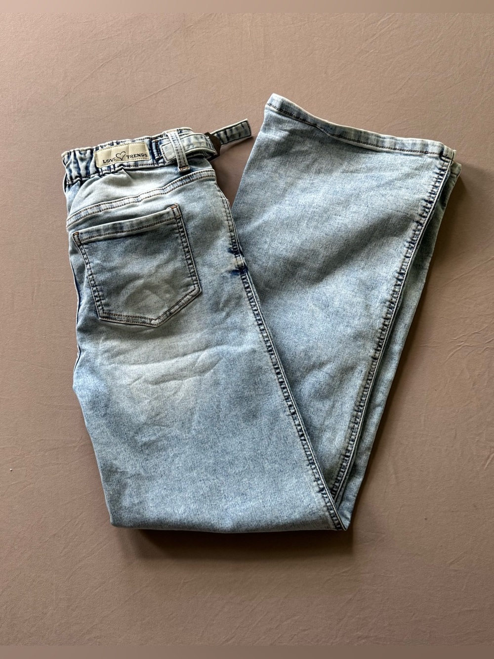 Love Trends Adjustable Waist Tab Wide Leg Jeans
